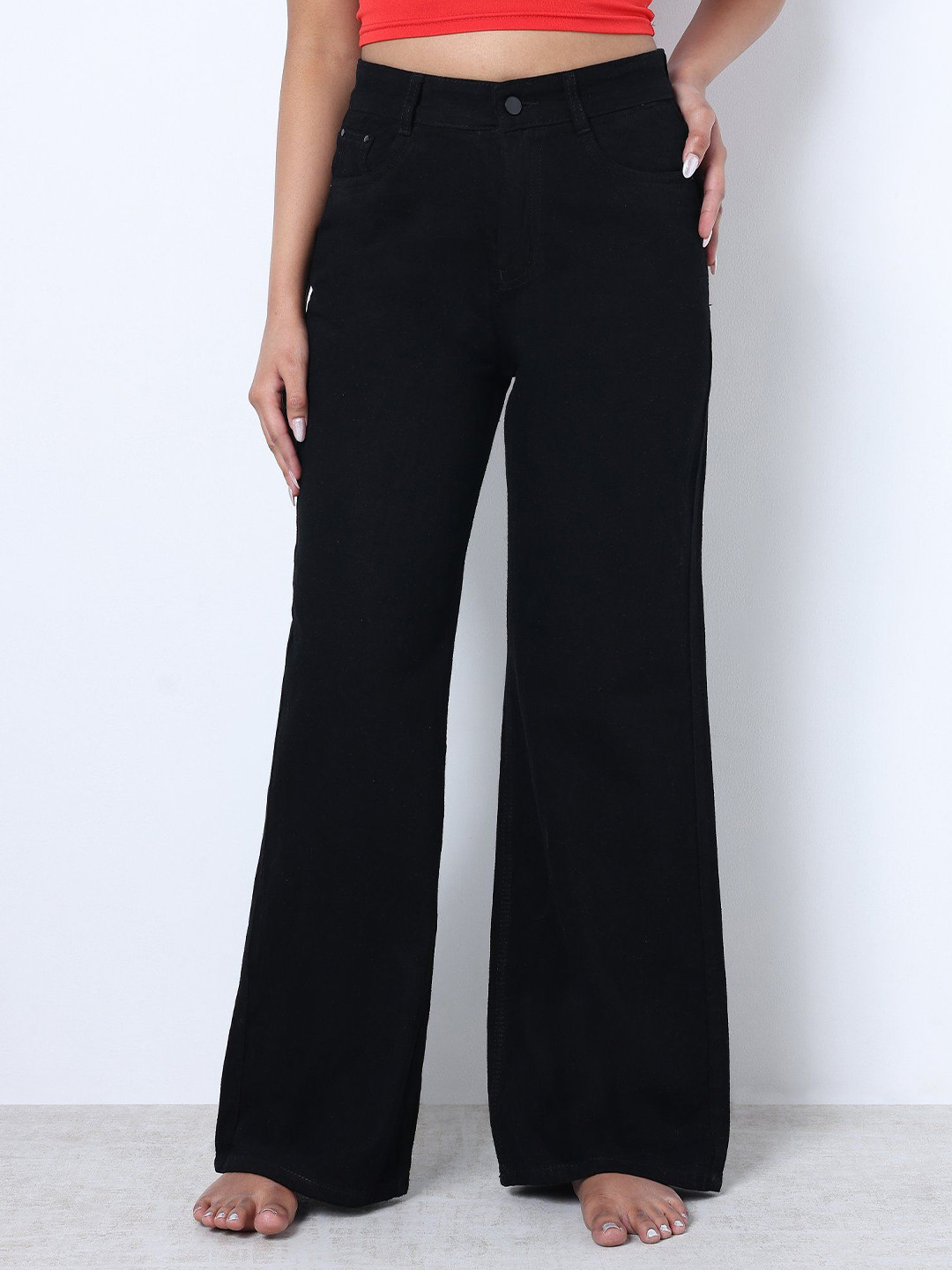 ZUYA Women Non Stretch Super Wide Leg Denim Jeans