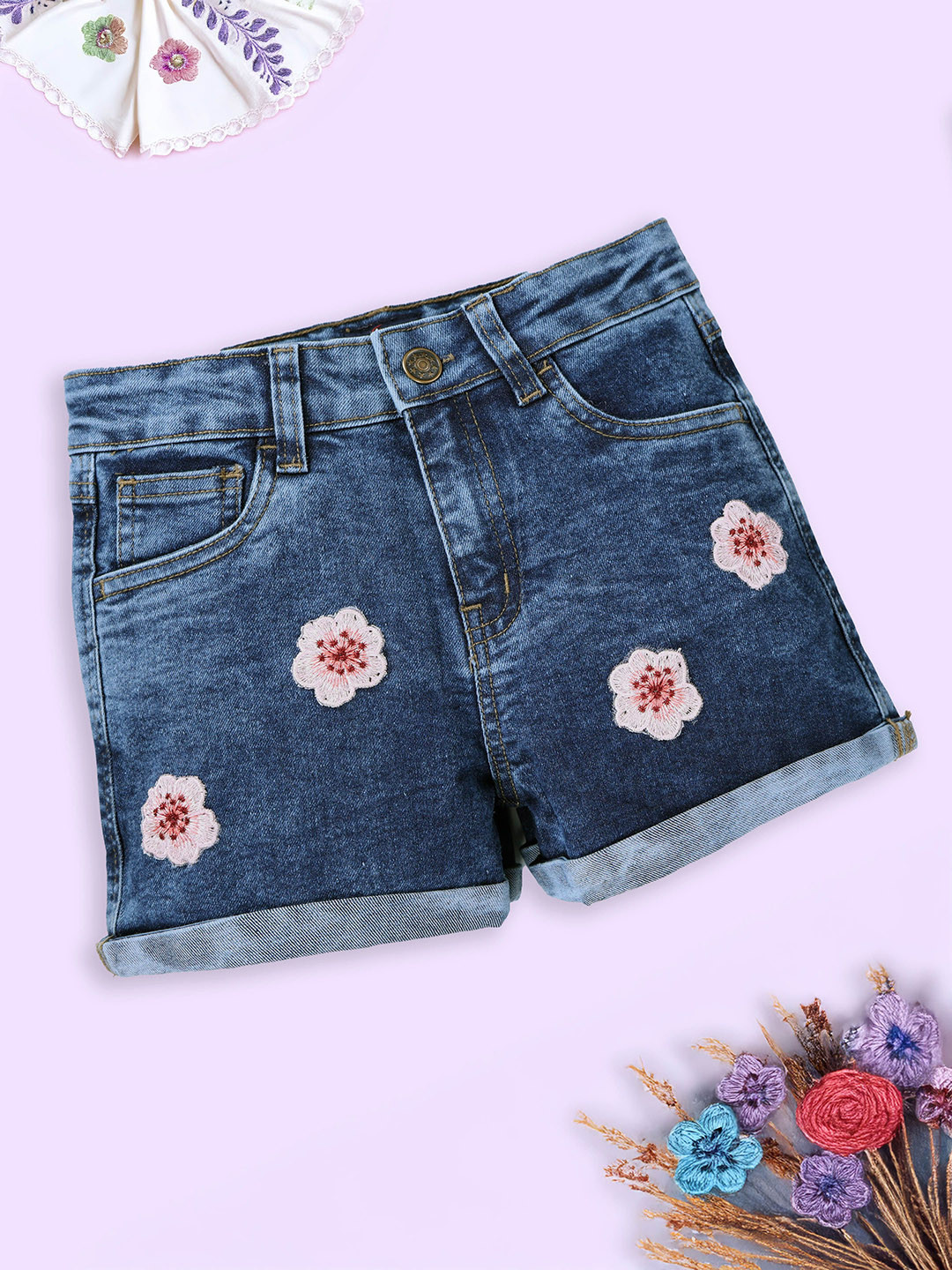 KiddoPanti Girls Denim Hot Pants Shorts