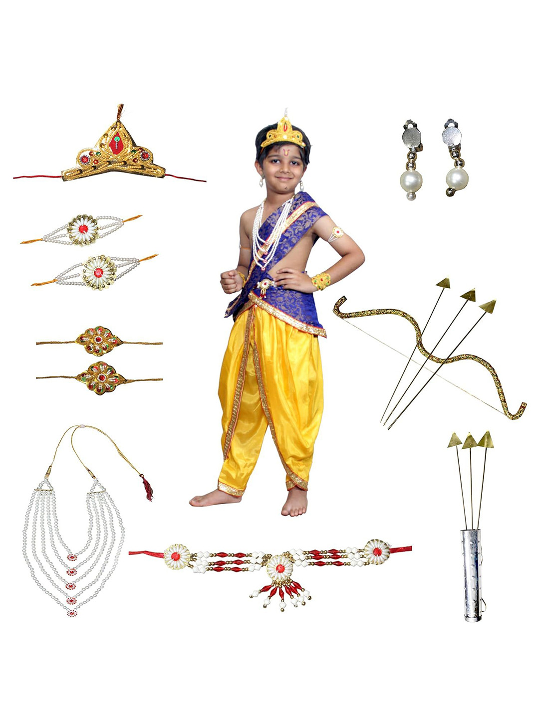 Kaku Fancy dresses Boys Woven Design Top With Dhoti Pant Ram Costume