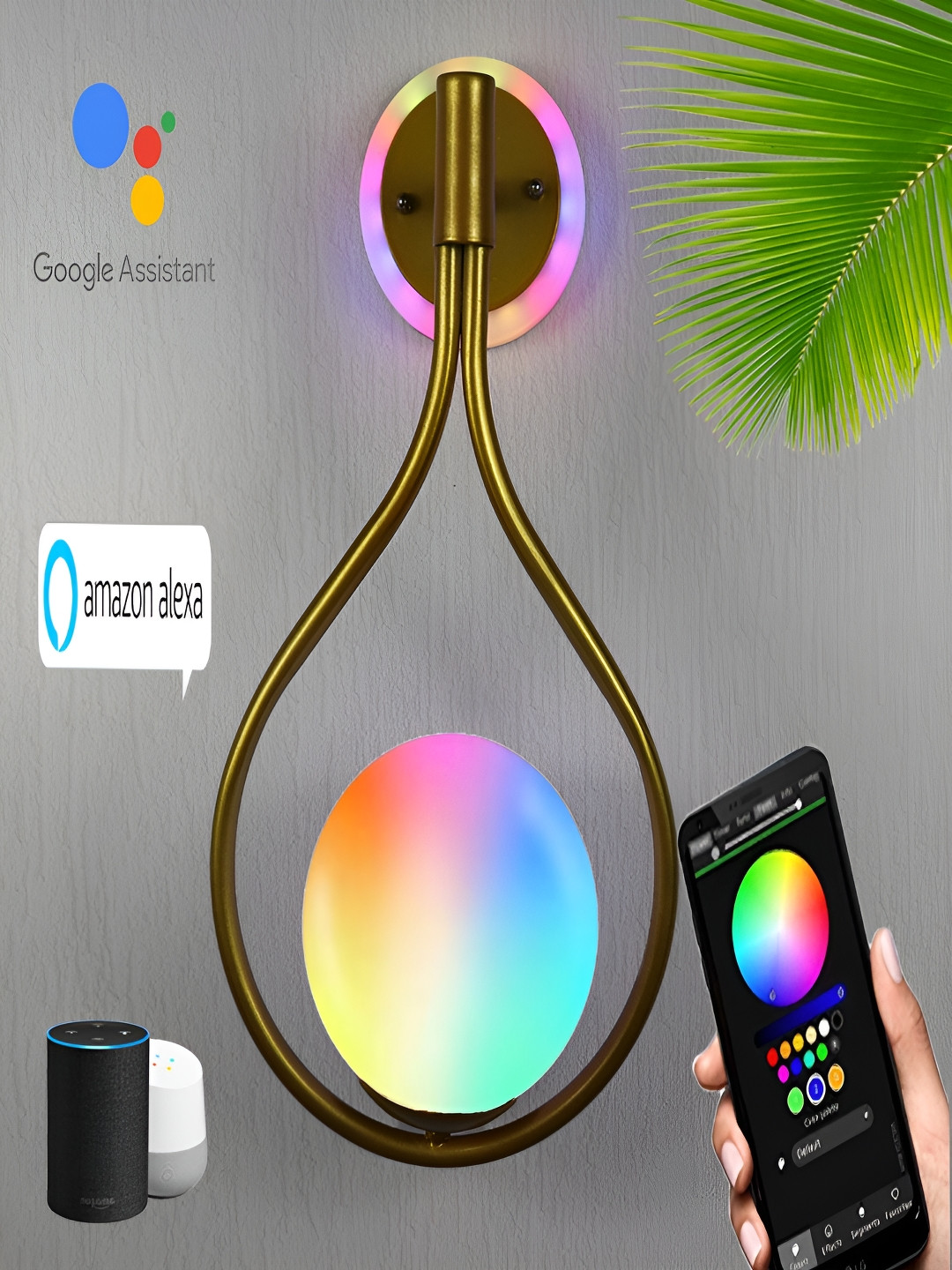 Raptors Gold-Toned & White Abstract Shaped Wifi Wall Lamp