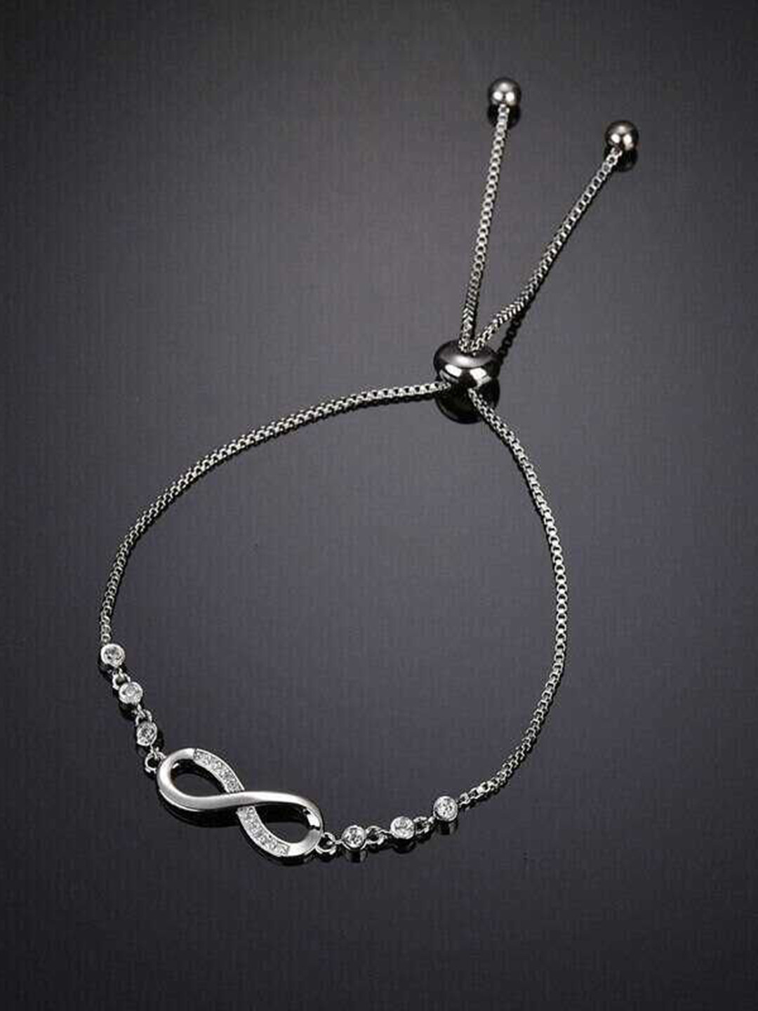 Bling Queen Silver Plated Cubic Zirconia Infinity Symbol Paved Bracelet