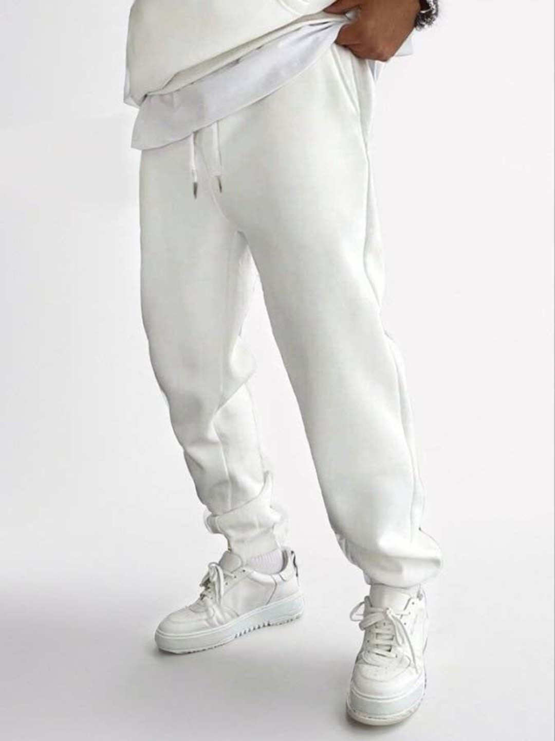 Outzidr White Waist Tie Up Jogger