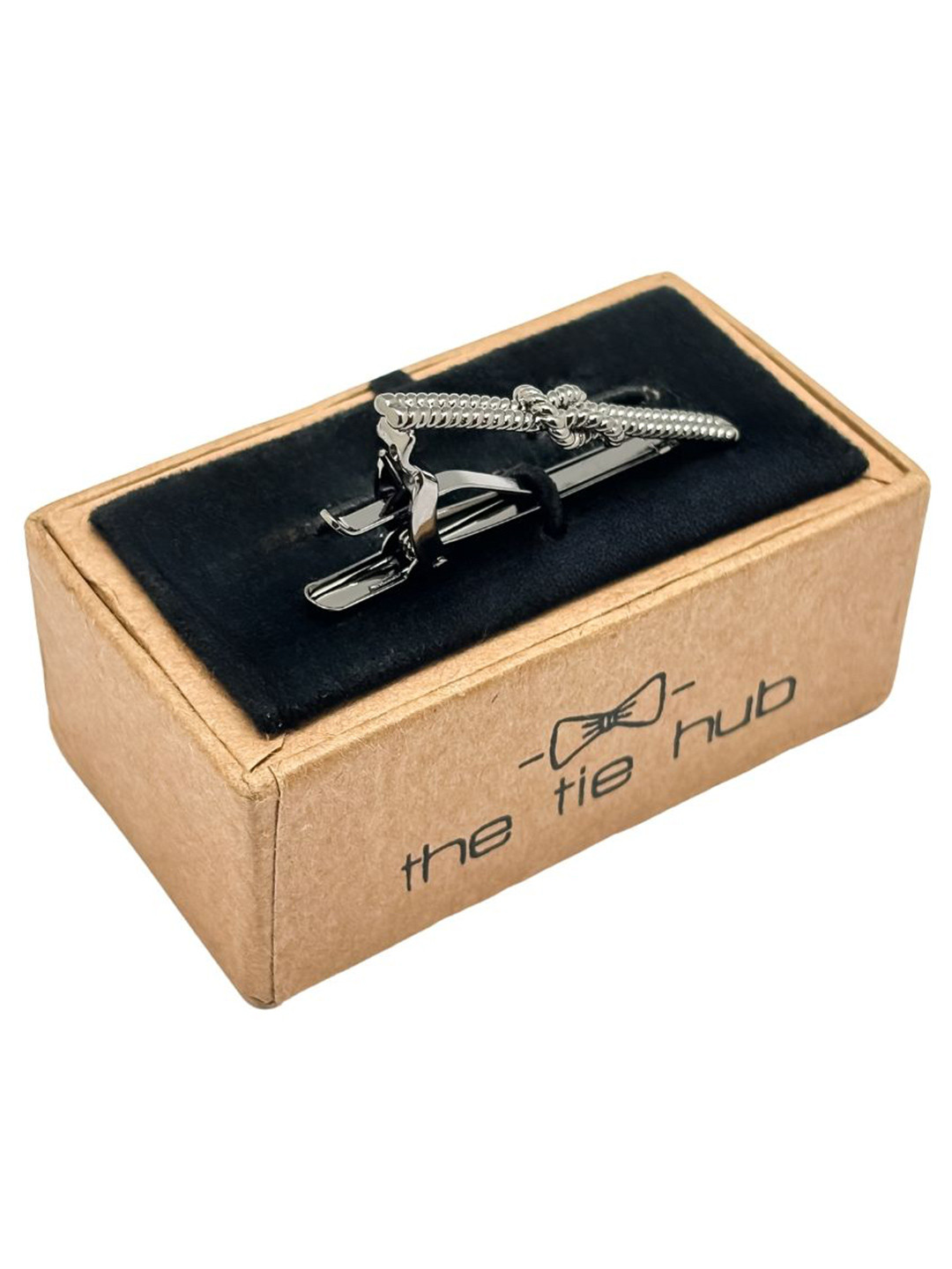The Tie Hub Gunmetal Rope Knot Design Brass Tie Bar for Men