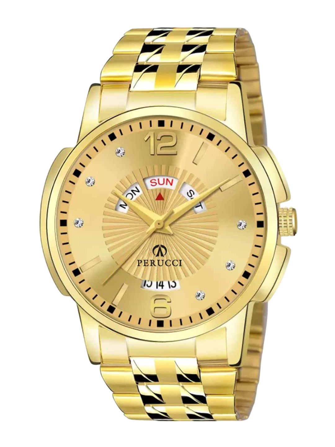 PERUCCI Men Dial & Bracelet Style Straps Analogue Watch P-440 GP Date Gold