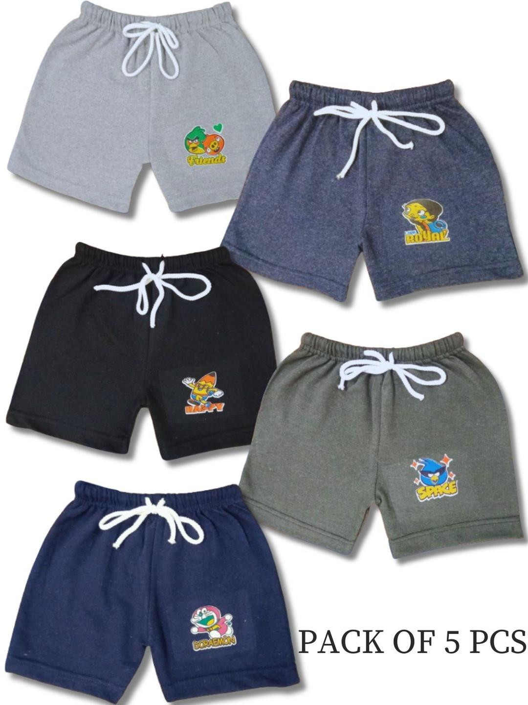 LAKSIMA Kids Pack of 5 Graphic Printed Cotton Shorts