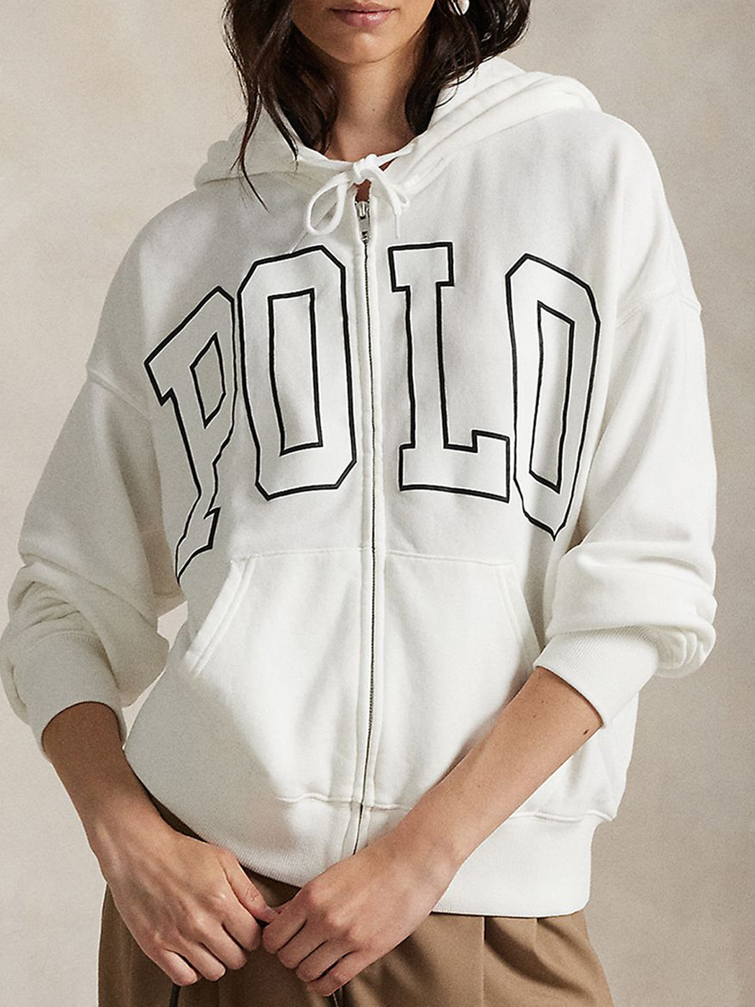 Polo Ralph Lauren Women Printed Hooded Front-Open Sweatshirt