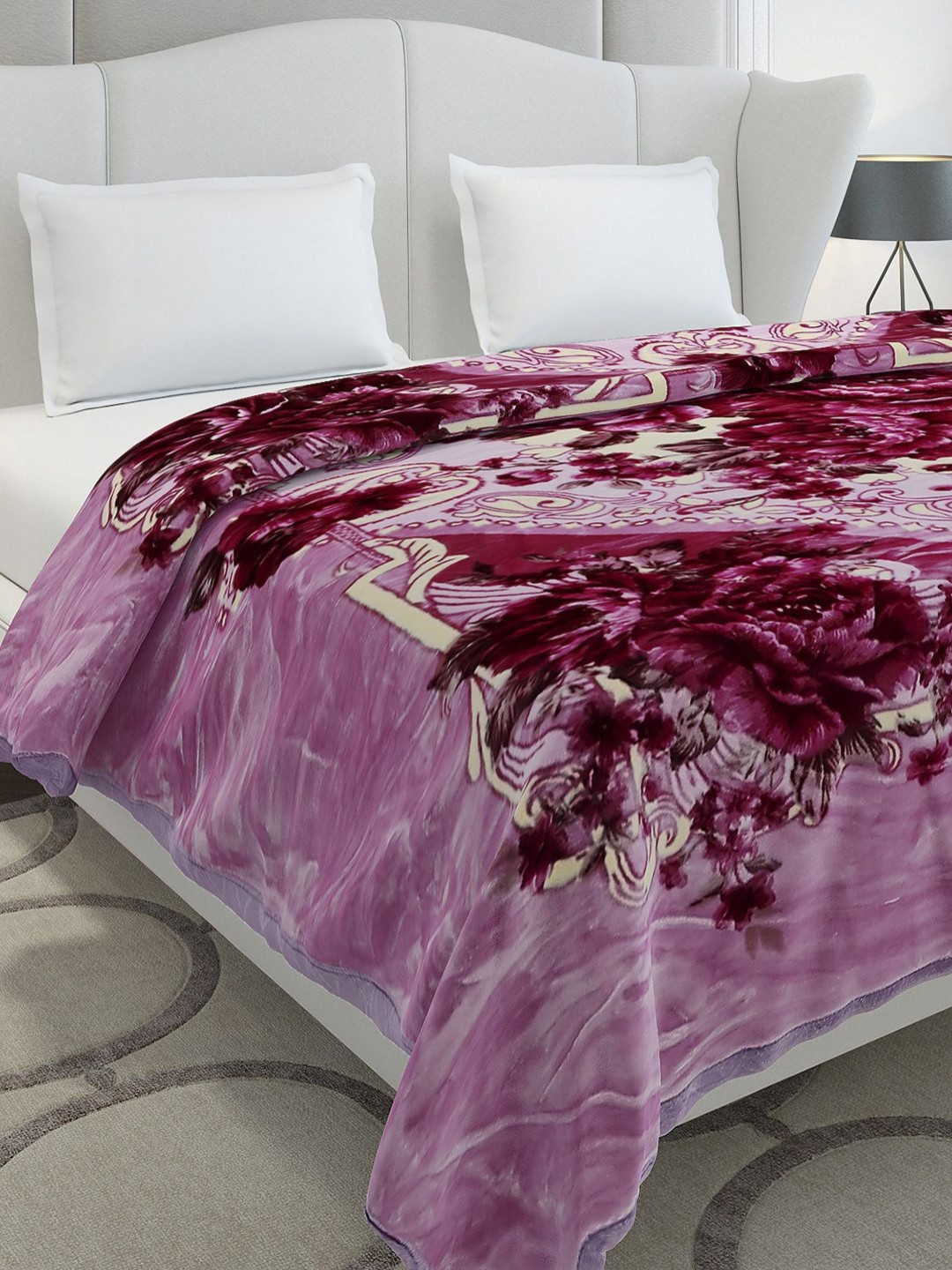 Monte Carlo Magenta Heavy Winter Double Bed Blanket 1136 GSM