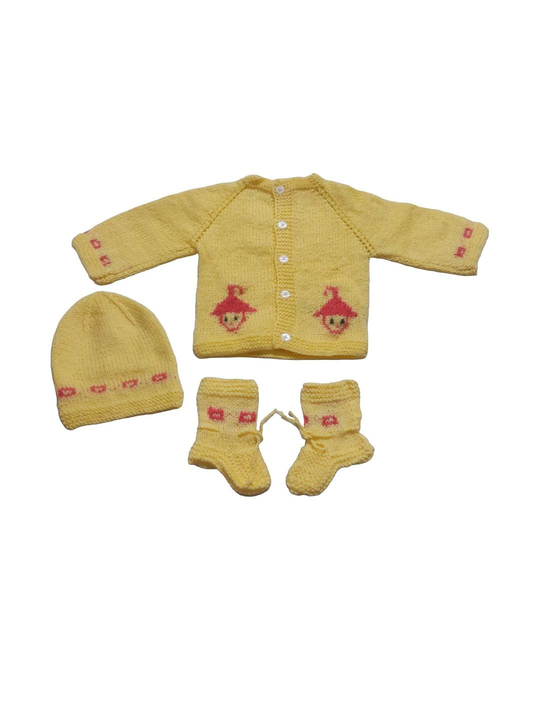 Cute Collection 3 Pcs Unisex Kids Yellow Woollen