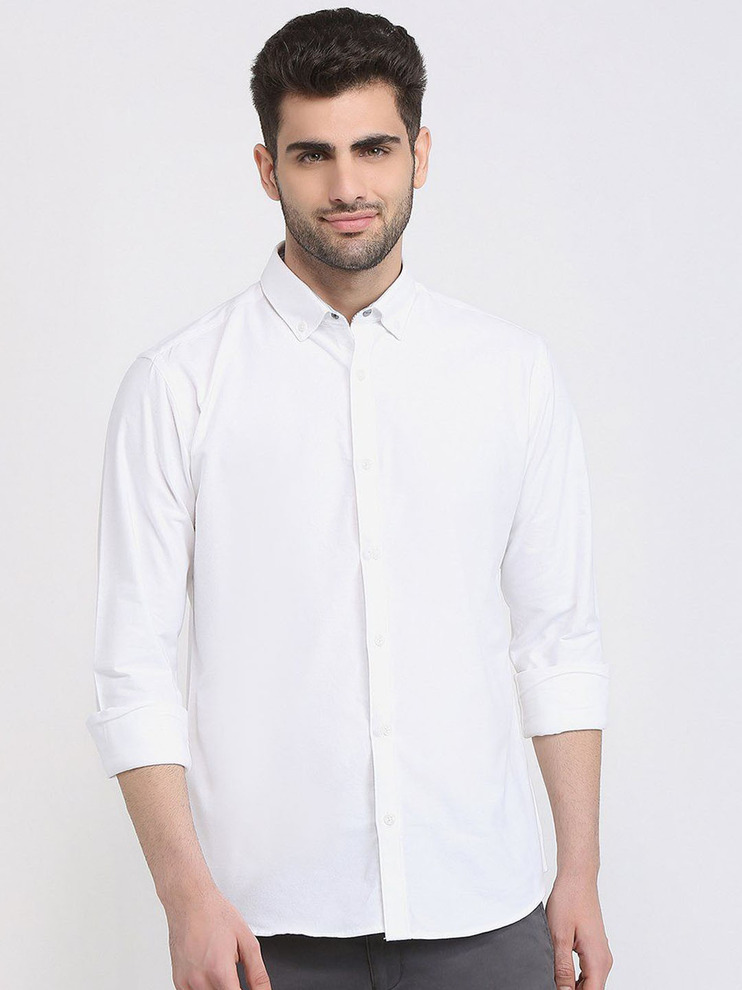 Park Avenue Men Slim Fit Solid Button-Down Collar Pure Cotton Casual Shirt