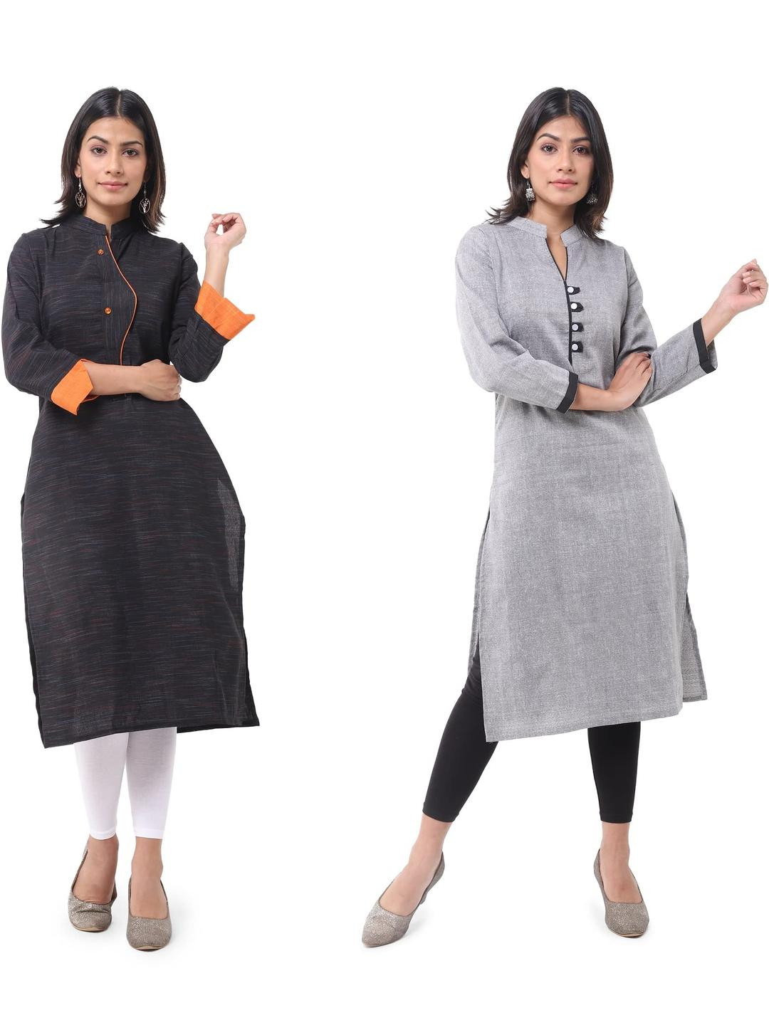 DESHBANDHU DBK Women Grey Cotton Kurtas