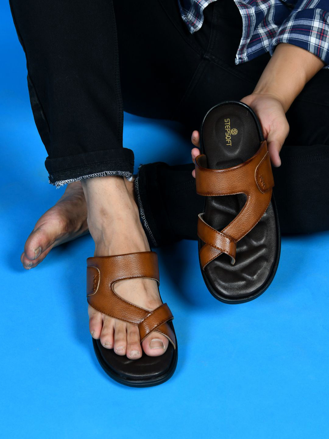 STEPSOFT Men Toe Ring Extra Comfort Sandals