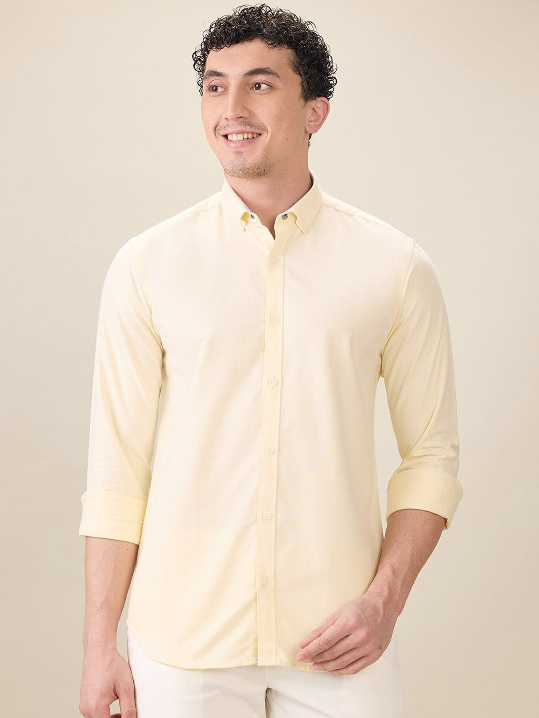 Park Avenue Men Slim Fit Solid Button-Down Collar Pure Cotton Casual Shirt