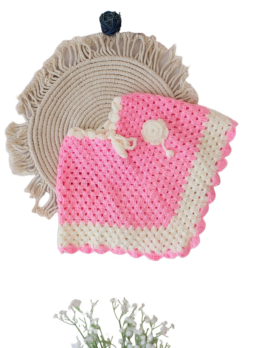 Cute Collection Girls Striped Woollen Sleeveless Poncho