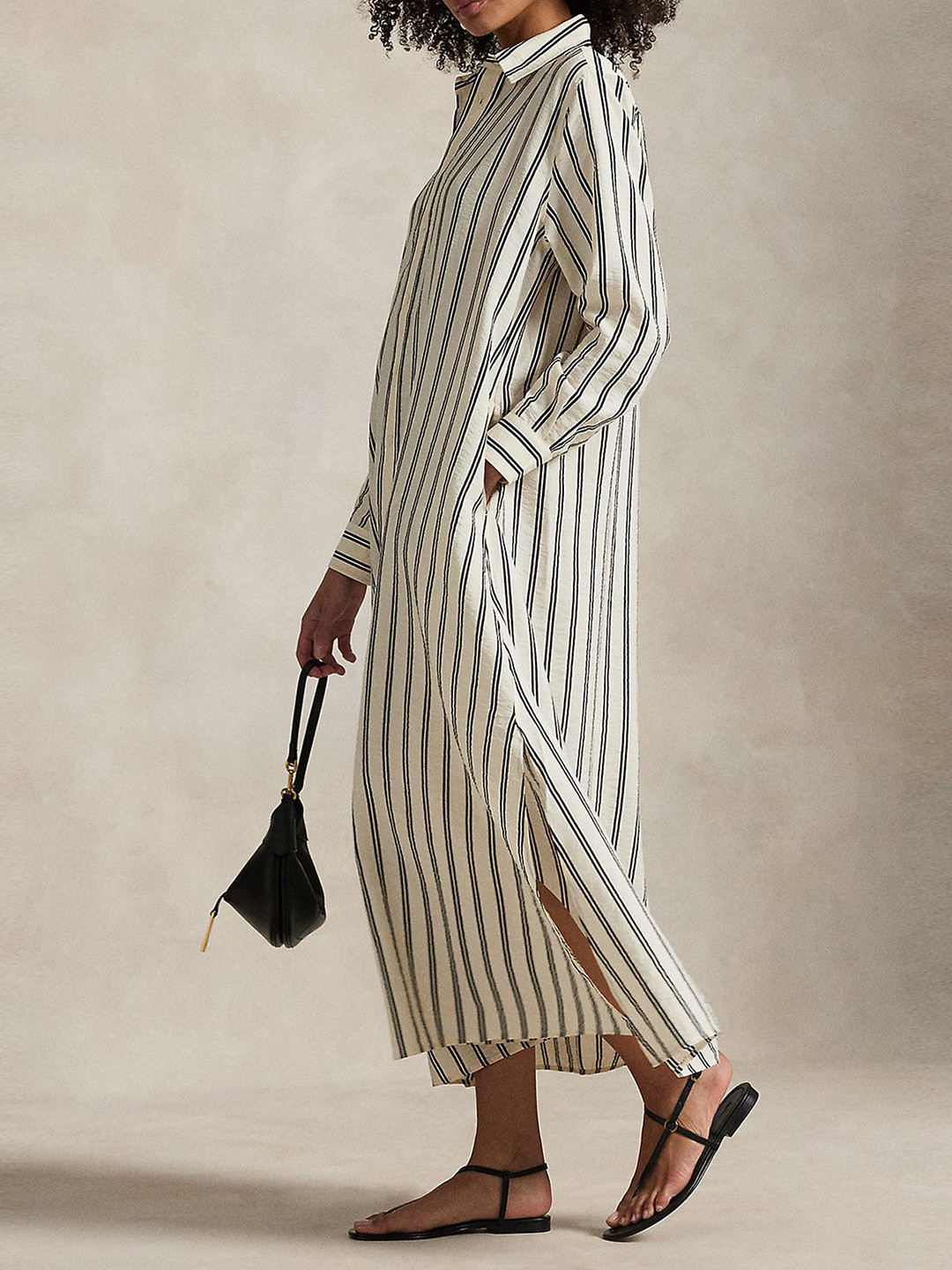 Polo Ralph Lauren Shirt Collar Striped Shirt Dress