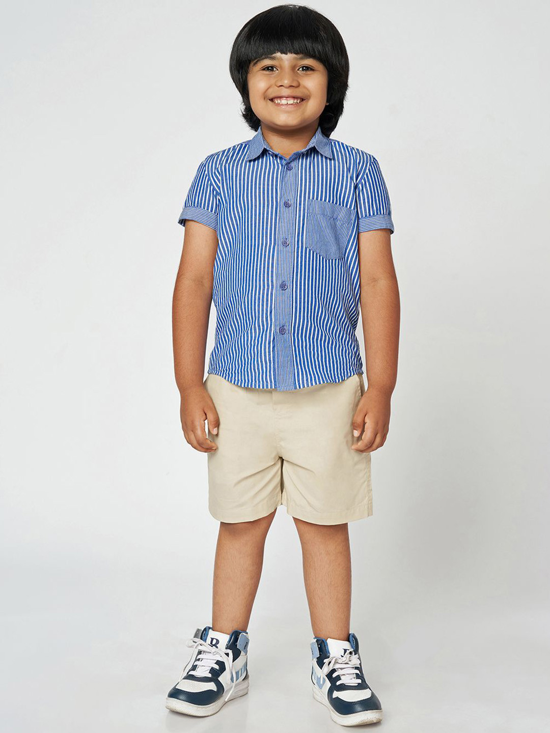 Ed-a-Mamma Boys Vertical Striped Spread Collar Cotton Casual Shirt
