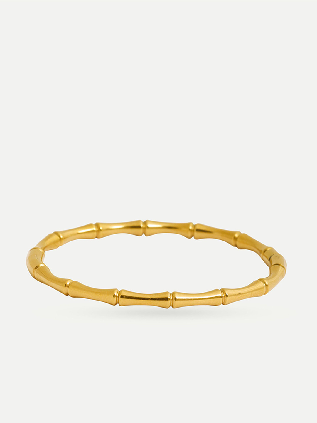 OUZEL Stainless Steel 18KT Gold-Plated Bamboo Bangle-Style Bracelet