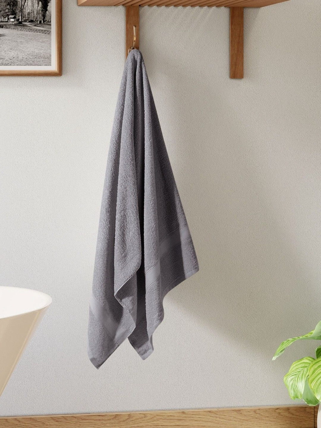 Welspun Alpha Grey Pure Cotton 420 GSM Bath Towel