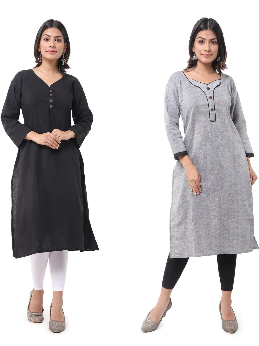 DESHBANDHU DBK Women Grey Cotton Kurtas