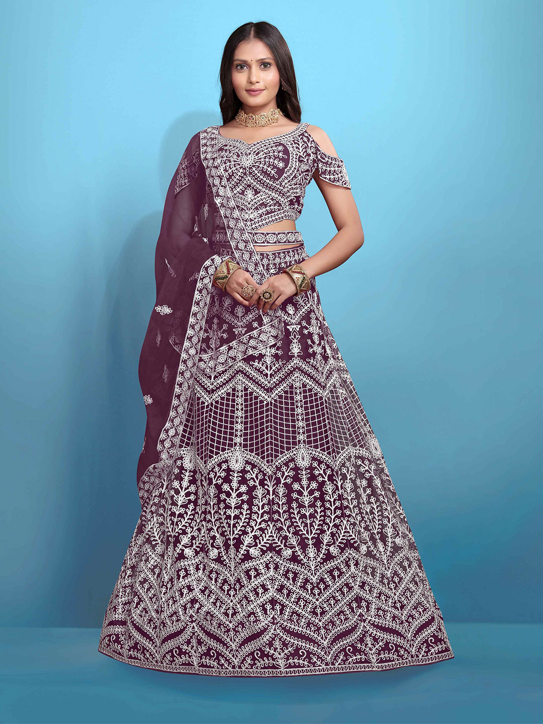 VARNI FABRICS Embroidered Semi-Stitched Lehenga With Unstitched Blouse And Dupatta