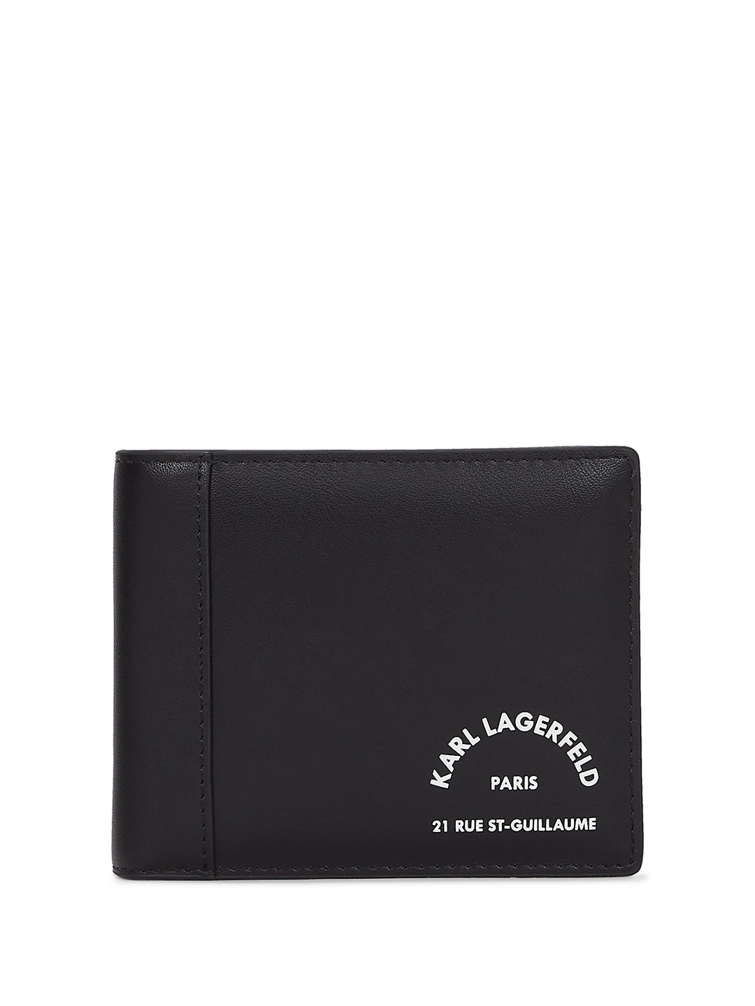 Karl Lagerfeld Men Brand Logo Printed PU Two Fold Wallet