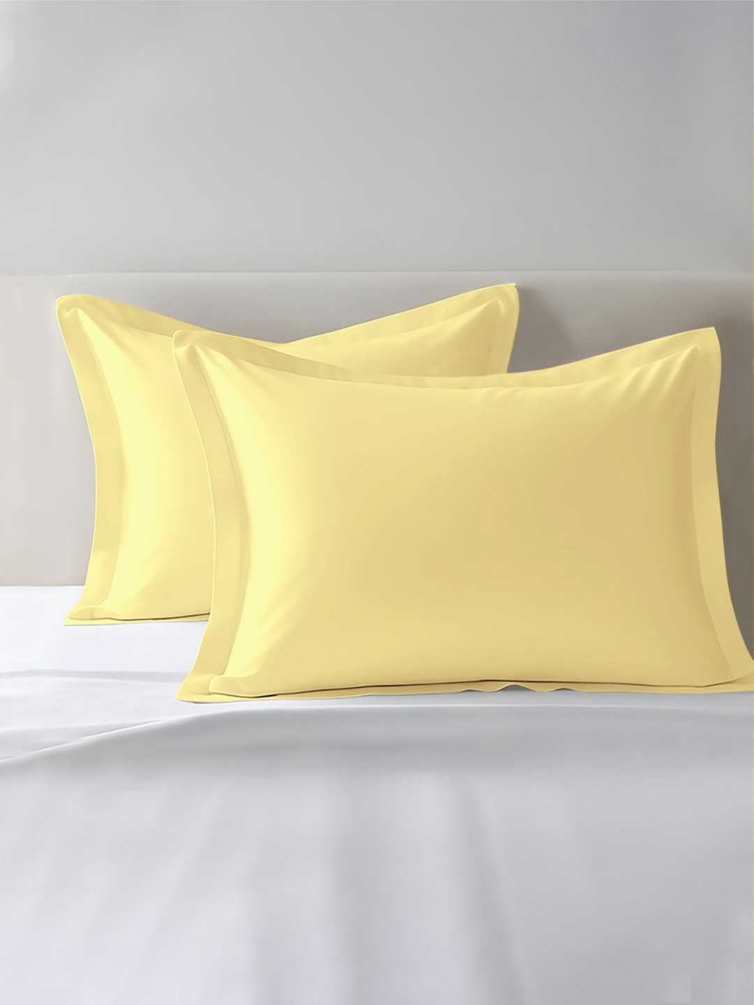 PIZUNA LINENS Yellow 2 Pieces Pure Cotton 400 TC Rectangle Pillow Covers
