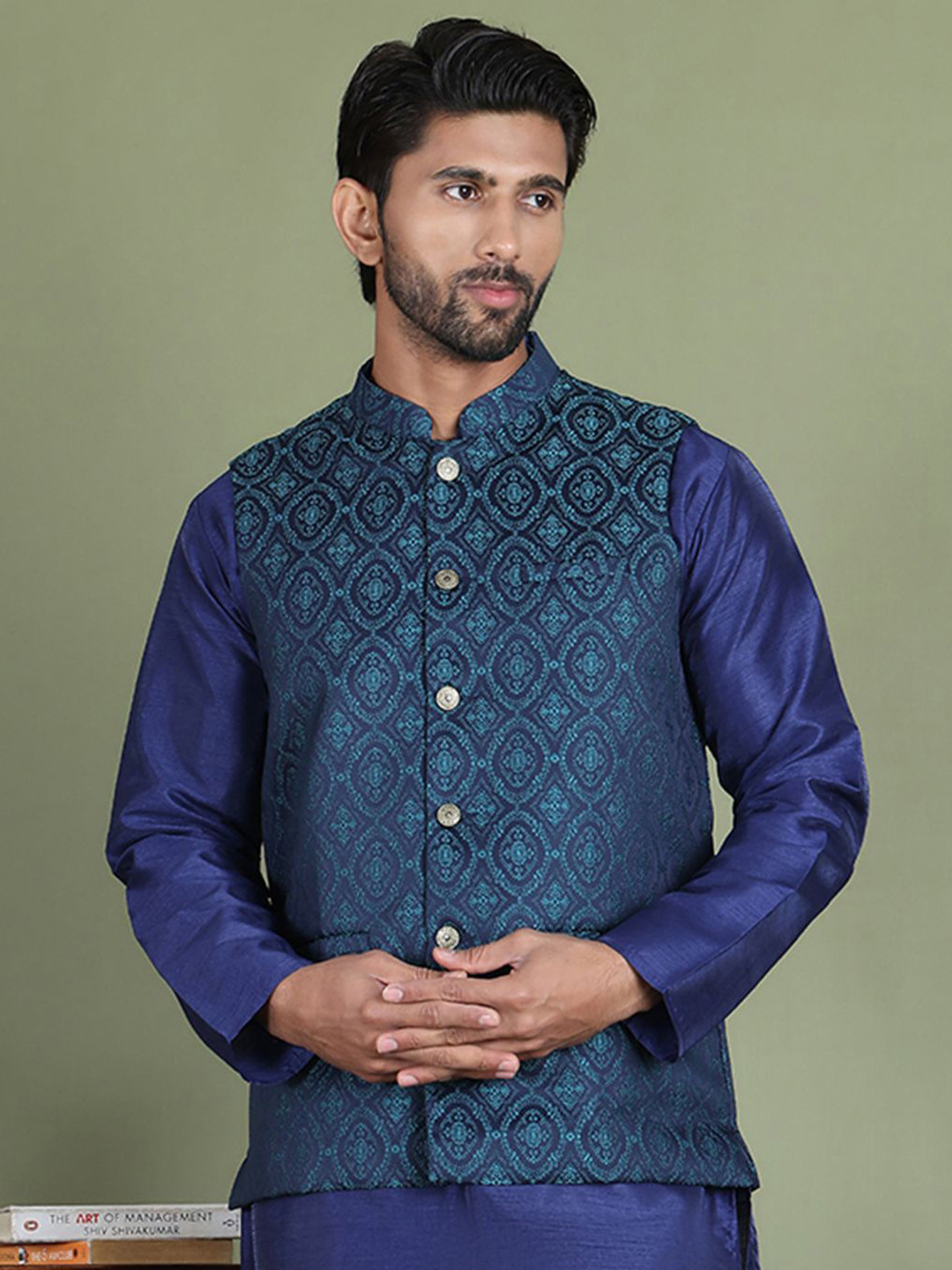 Jompers Men Woven Design Nehru Jacket