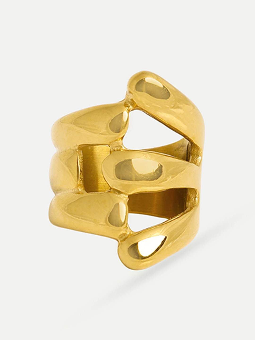 OUZEL 18KT Gold-Plated Stainless Steel Five Orb Wrap Finger Ring
