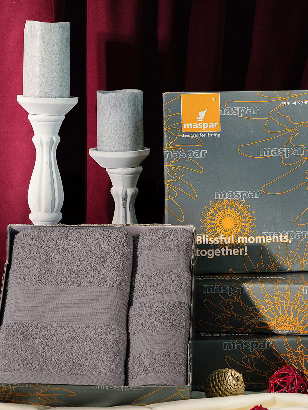 MASPAR Ash Grey 3 Pieces Pure Cotton 450 GSM Bath & Hand Towel Set