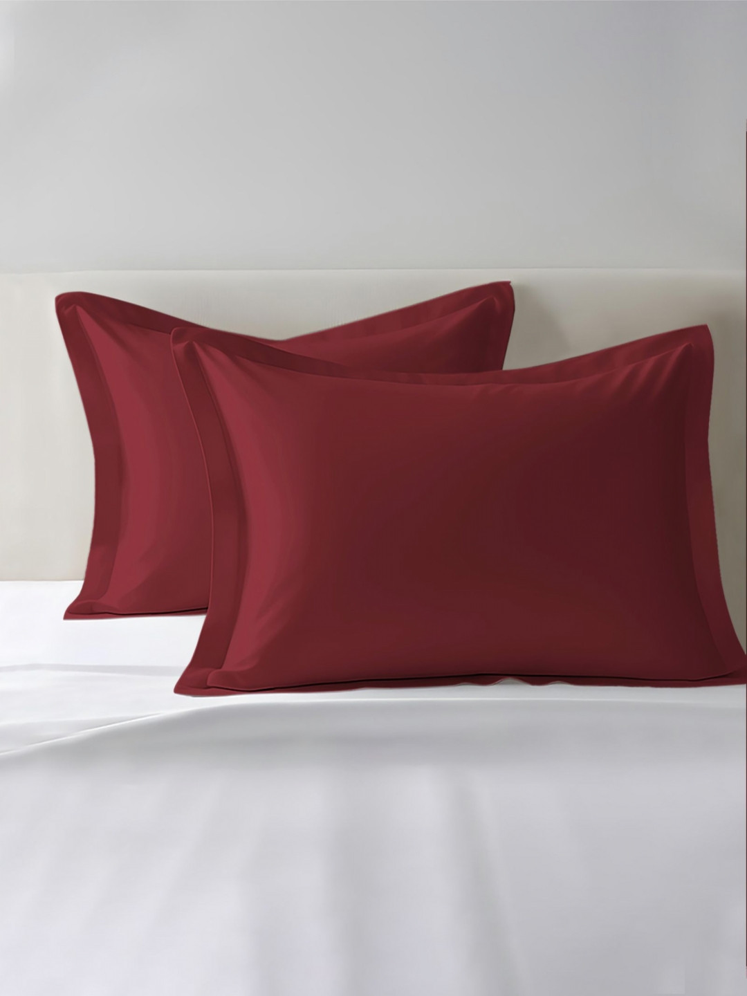 PIZUNA LINENS Red 2 Pieces Pure Cotton 400 TC Rectangle Pillow Covers