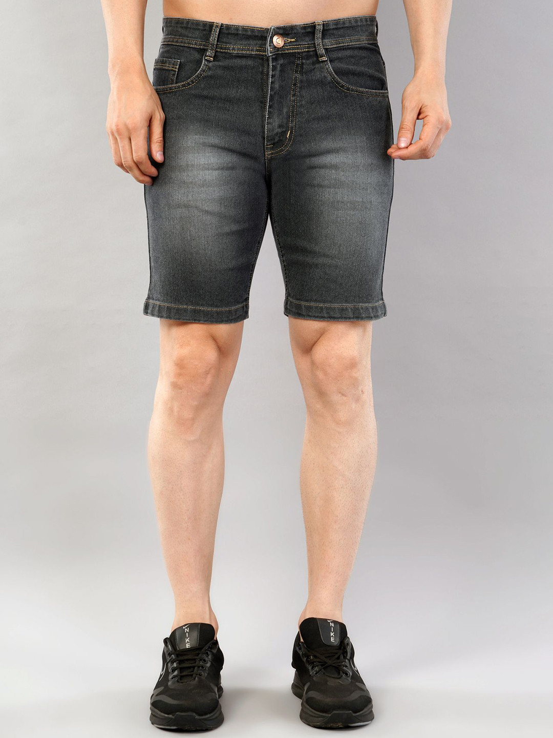 NIVASU Men Washed Denim Shorts