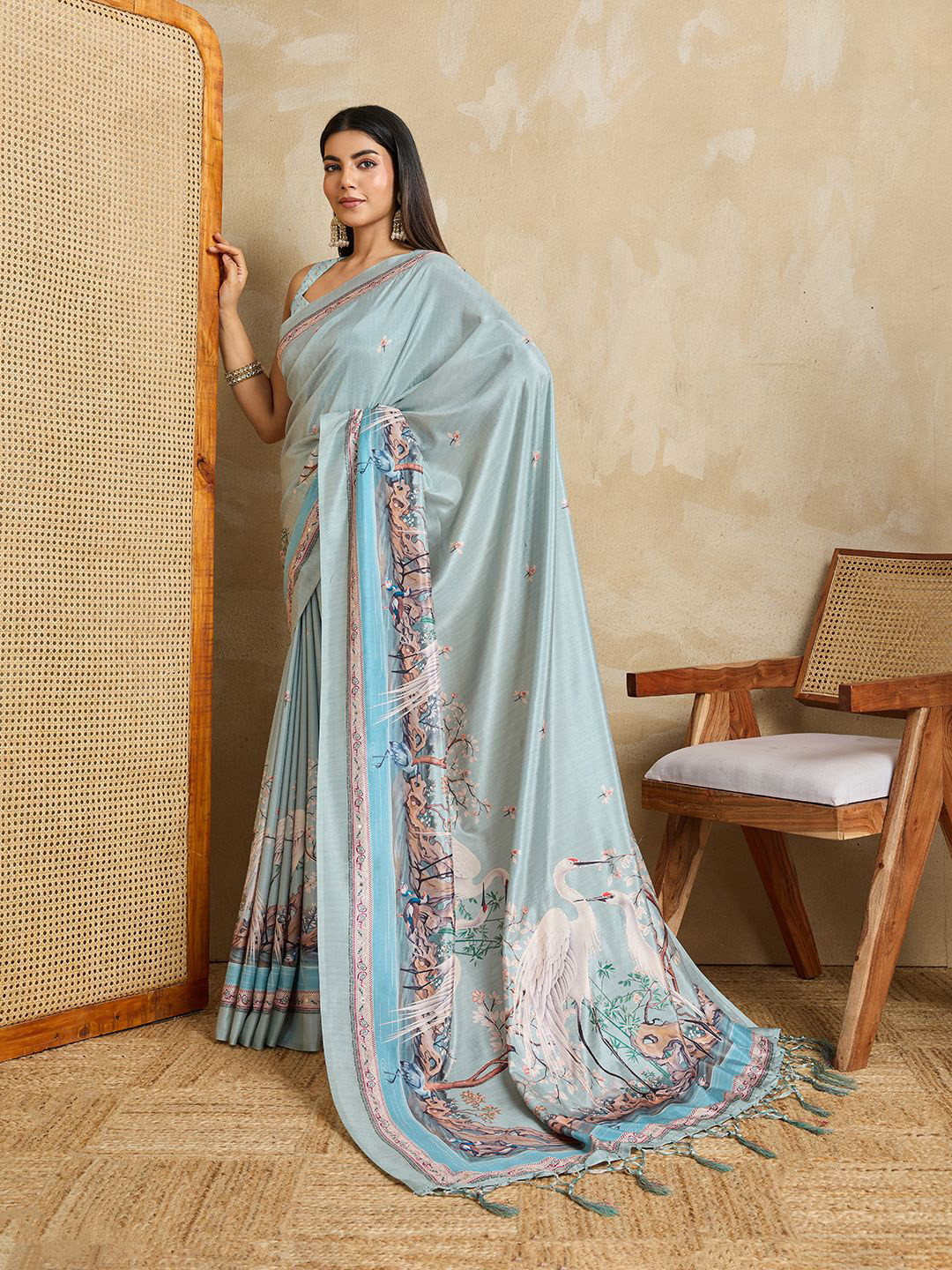 Durga Textile Kalamkari Printed Saree With Blouse