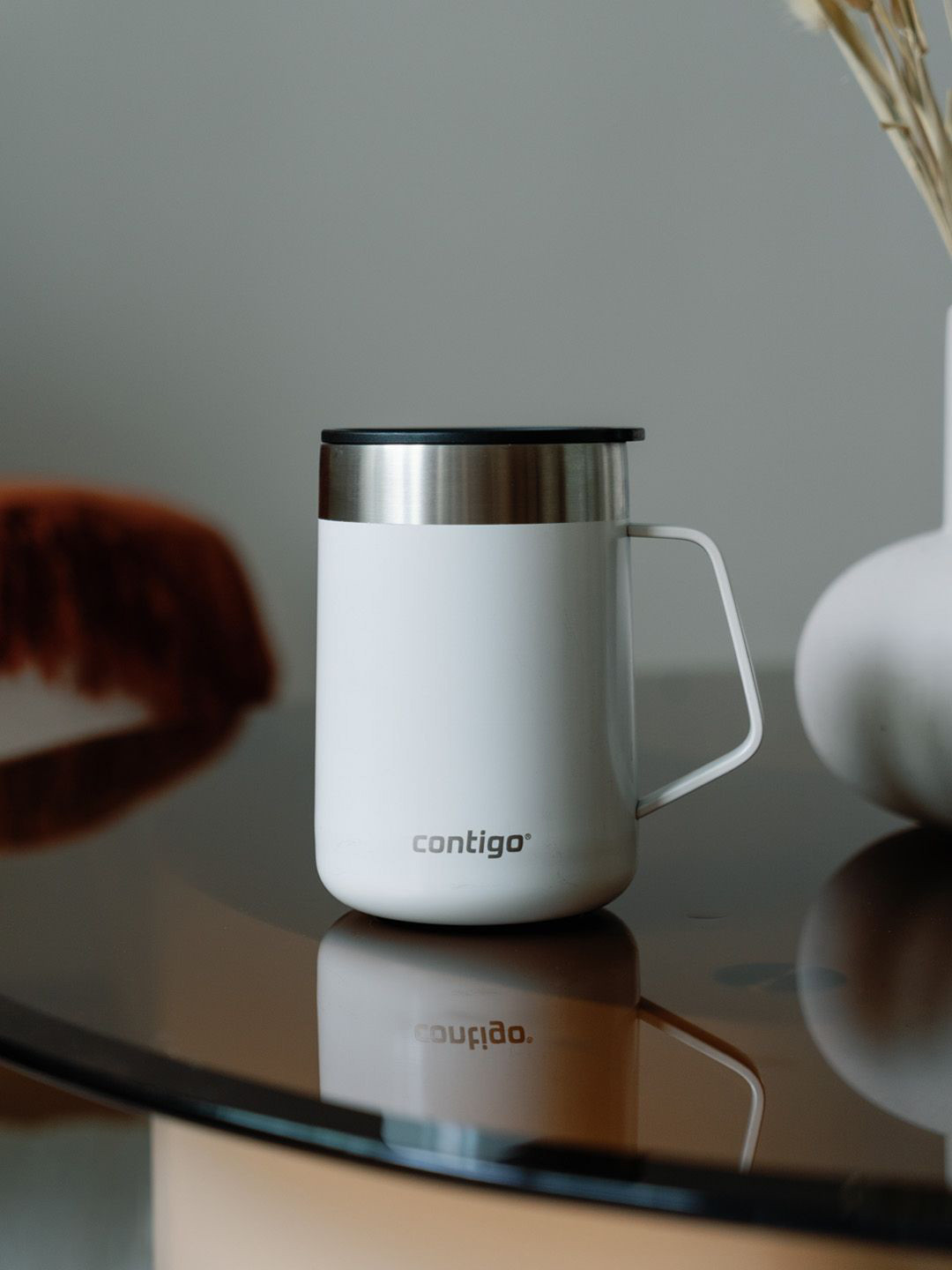 Contigo White & Steel Stainless Steel Insulated Coffee Mug- 420 ml