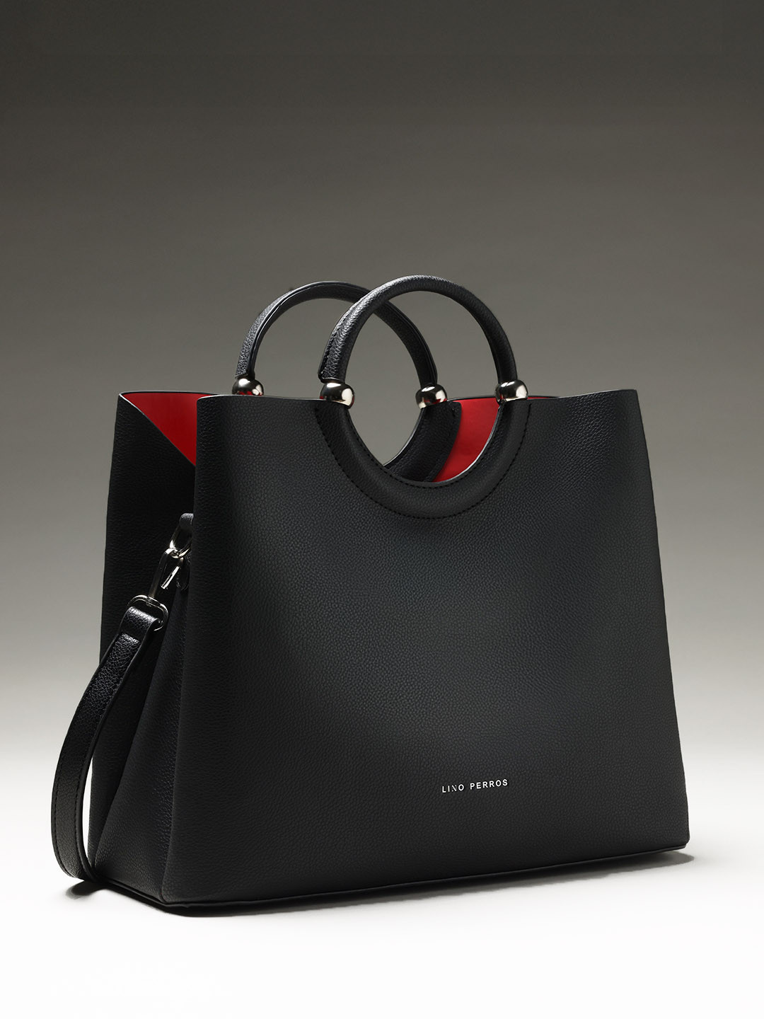 Lino Perros Black Solid Handheld Bag