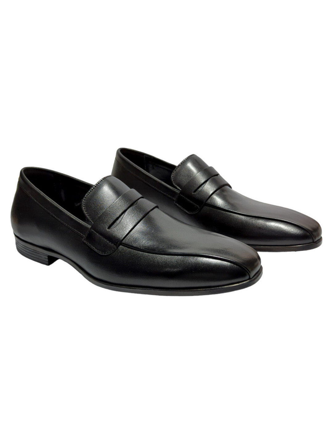 FEET FIRST Men Black Leather Formal  Slip-On  Round Toe  Comfortable Loafers