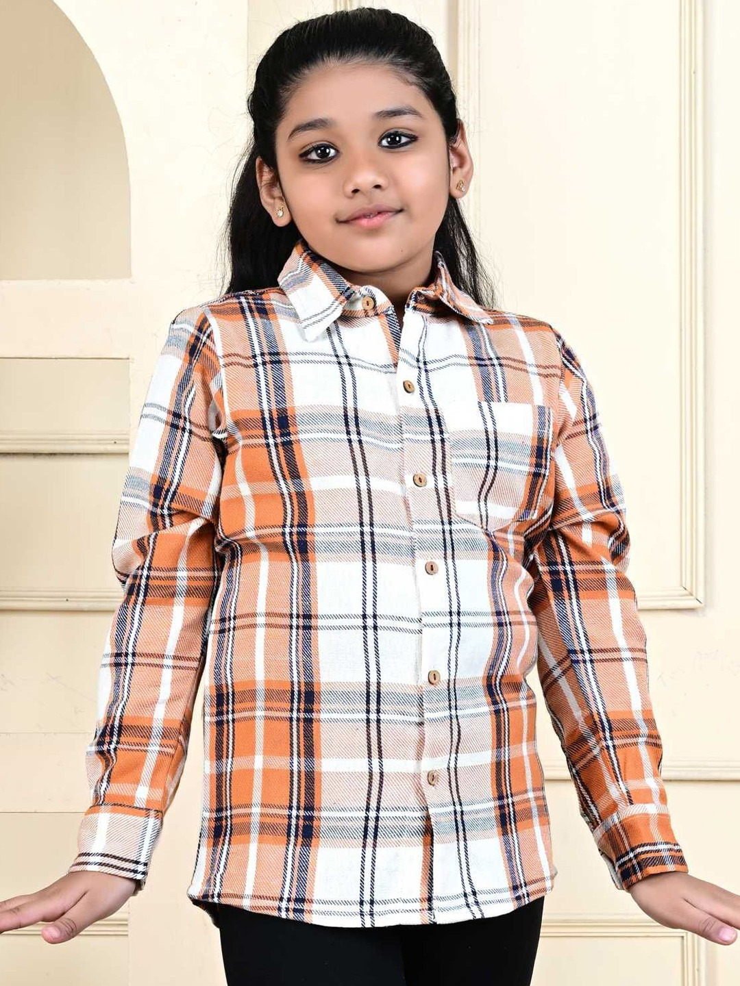 Cloth Bites Kids Checked Spread Collar Cotton Casual Shirt