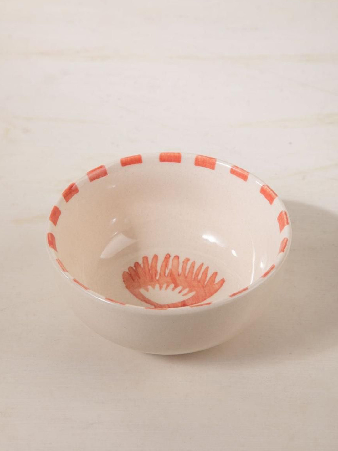 FREEDOM TREE Toddy Palm White & Coral Printed Ceramic Serving Bowl