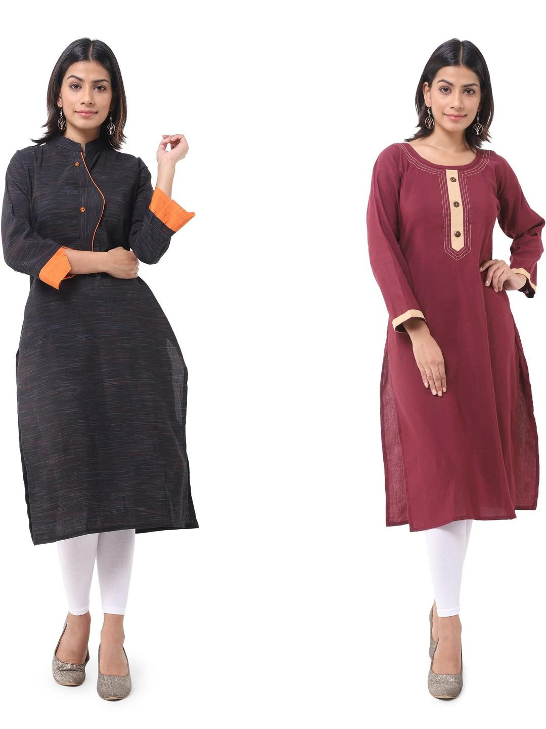 DESHBANDHU DBK Women Maroon Cotton Kurtas