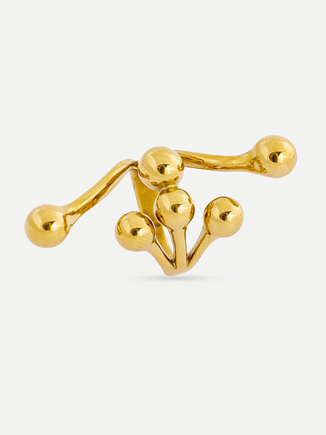 OUZEL 18KT Gold-Plated Stainless Steel Asymmetry Orb Wrap Finger Ring