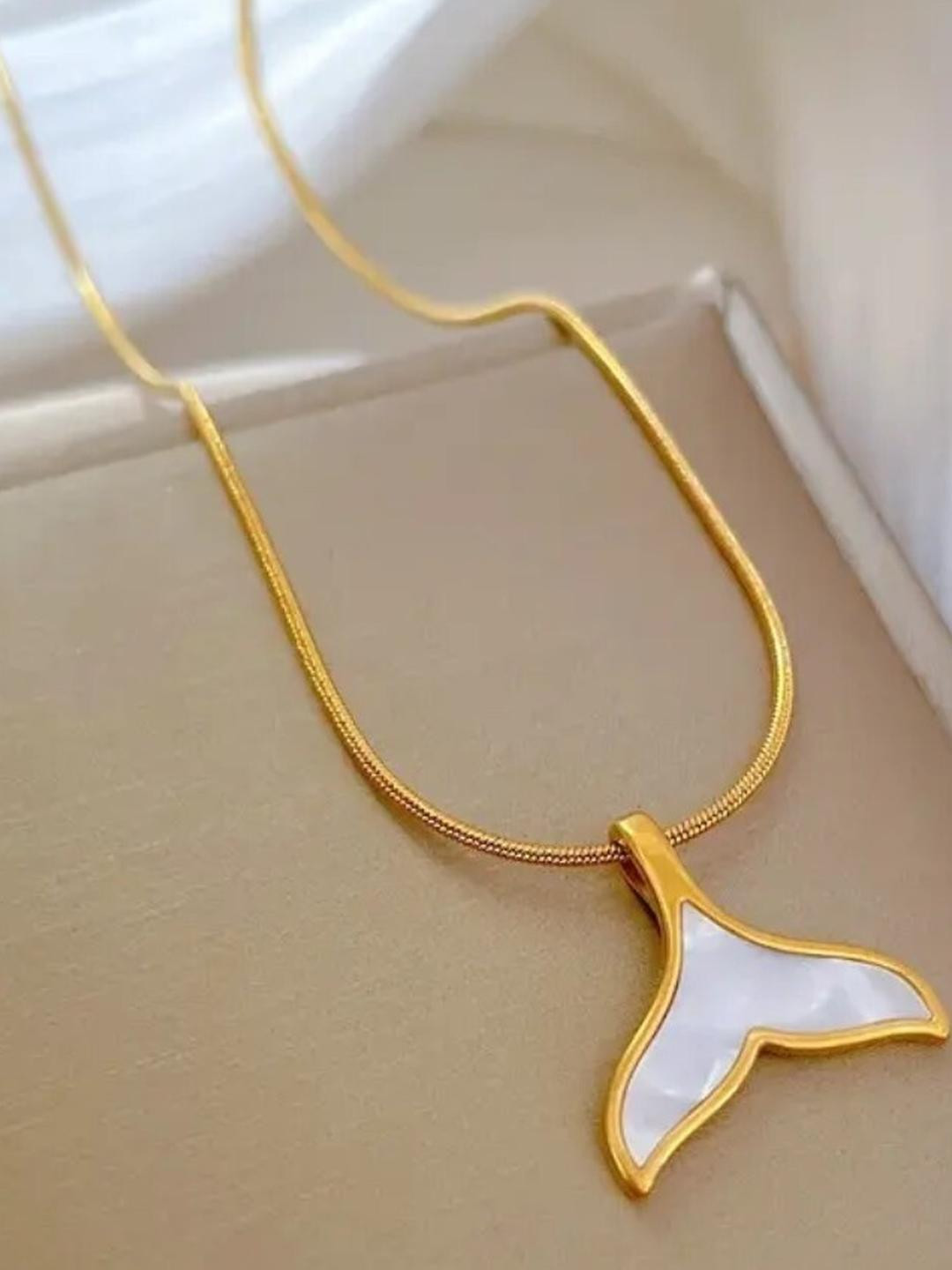 Khusha Creations Gold-Plated Whale Tail Pendant Chain