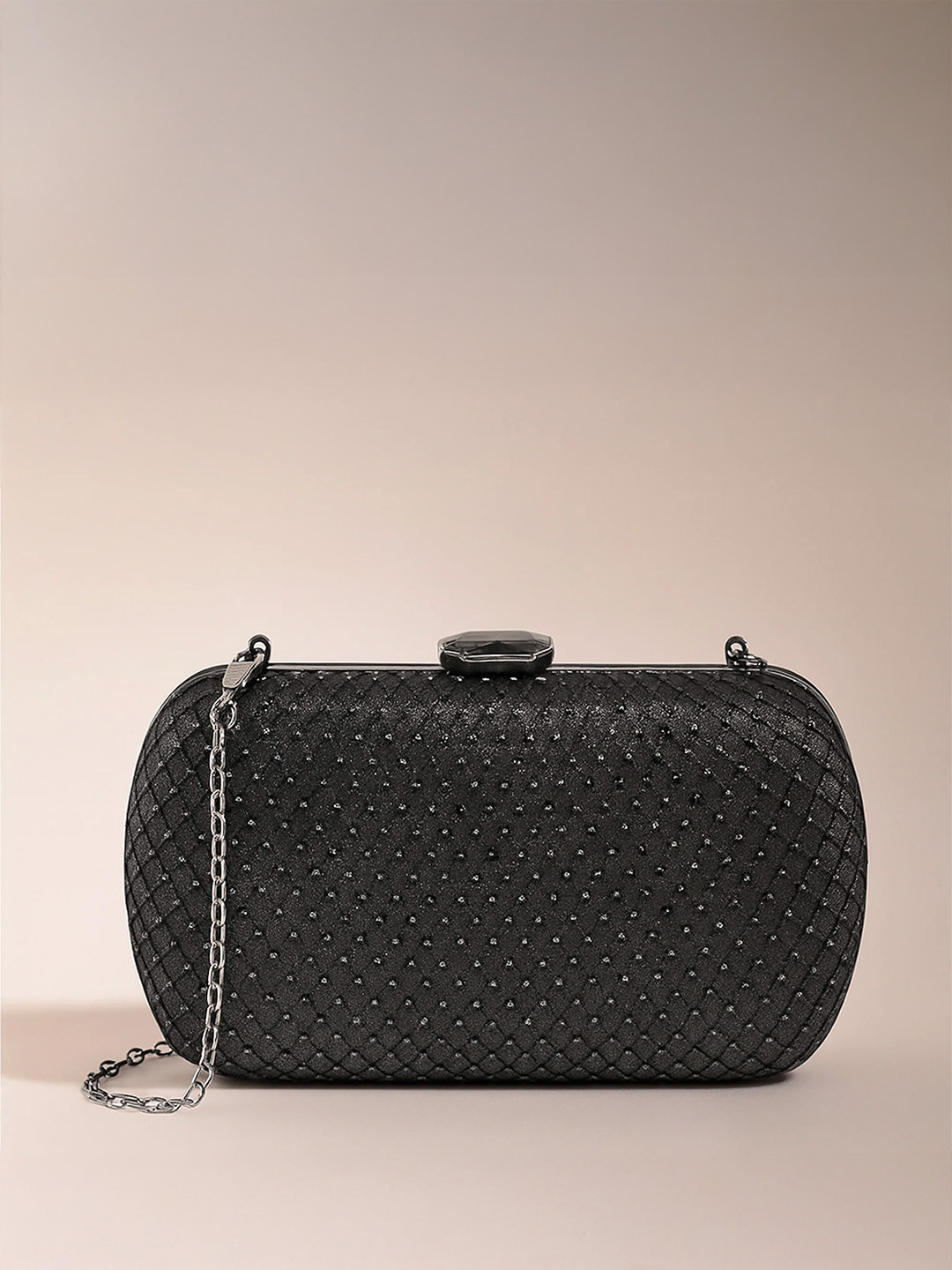 Lino Perros Women Embellished Box Clutch with Glittery Effect