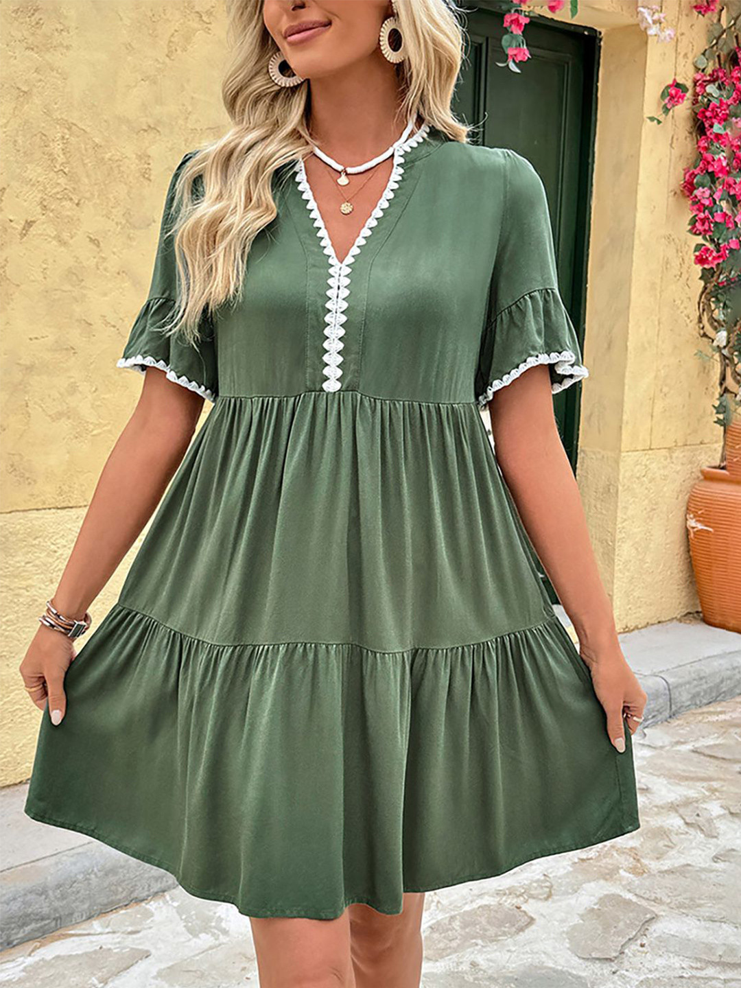 JC Mode Women Lace-Insert Fit & Flare Dress