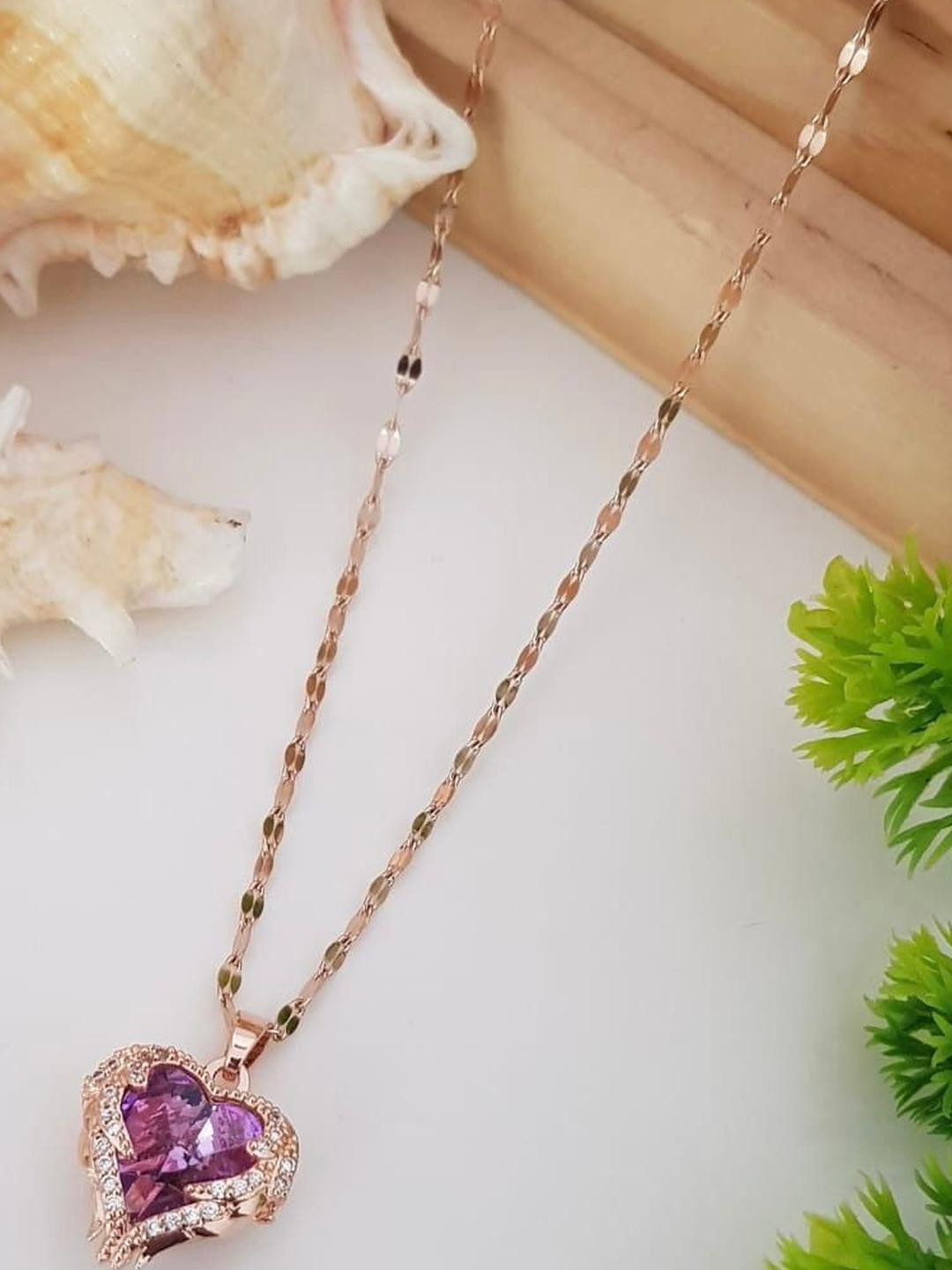 Felicia Rose Gold-Plated Stainless Steel Artificial Stones and Beads Pendant