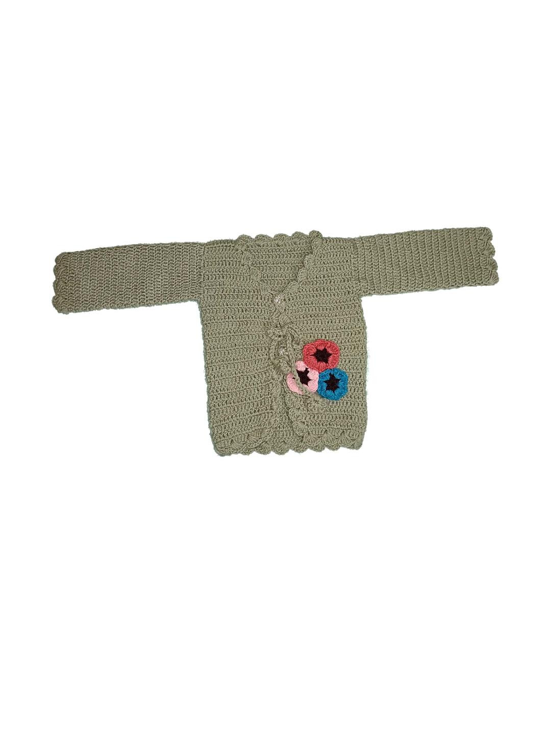 Cute Collection Girls Woollen Cardigan with Embroidered Detail