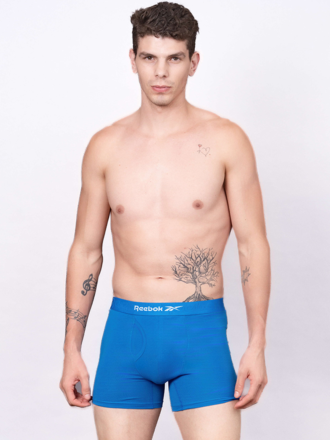 Reebok Men Cotton Mid-Rise Long Trunk LJSLTRK01-OBLU