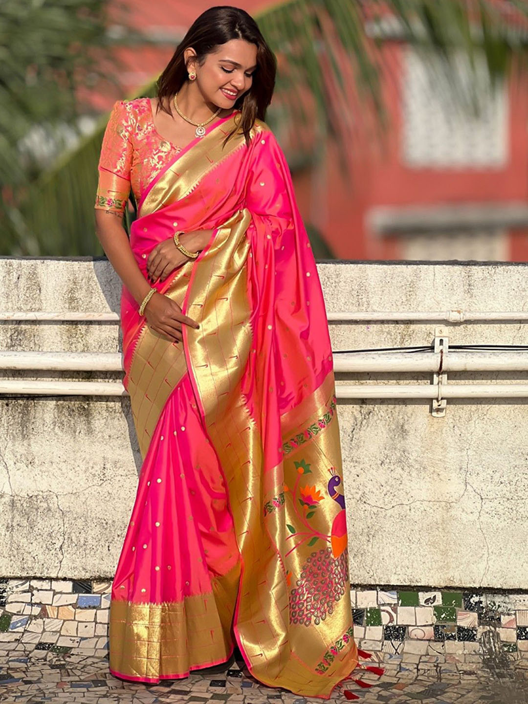 KALINI Woven Design Zari Paithani Saree