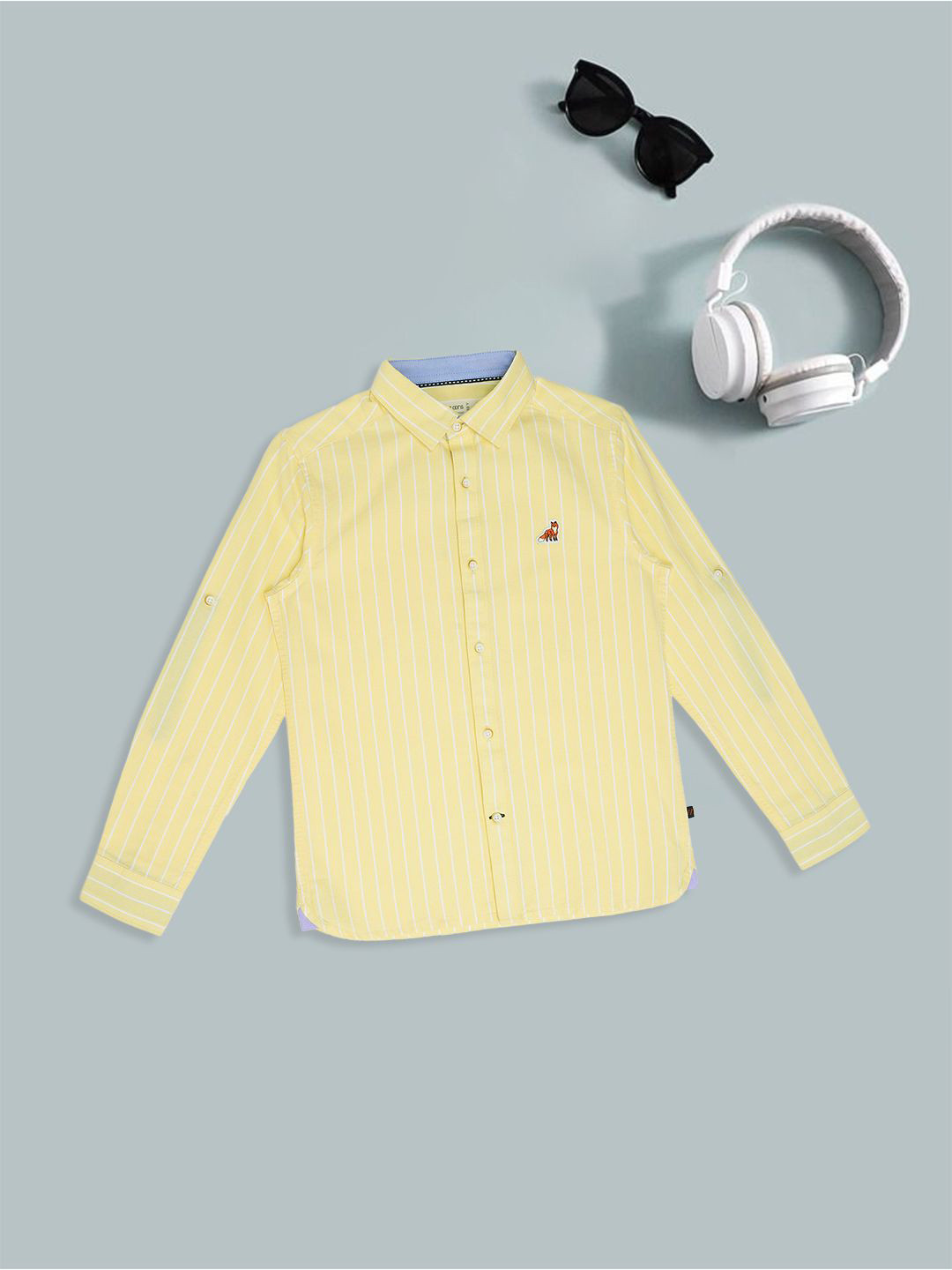 Pantaloons Junior Boys Vertical Striped Spread Collar Pure Cotton Casual Shirt