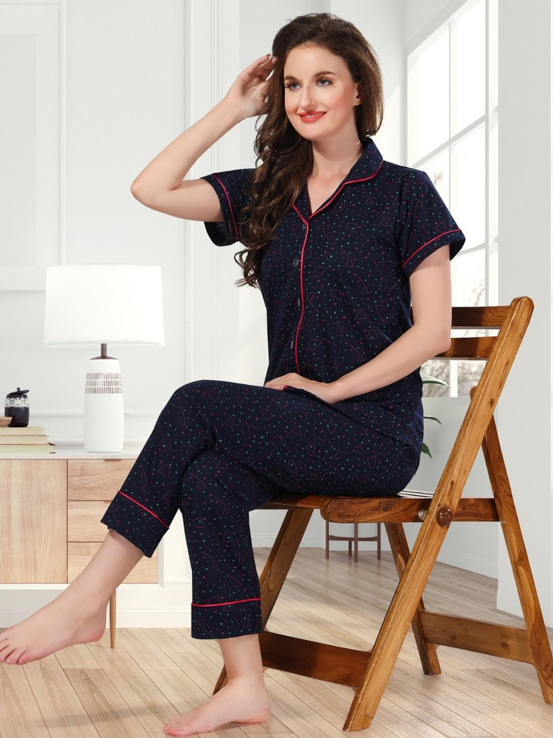 Womenoire Women Cotton Galaxy Printed Night suit