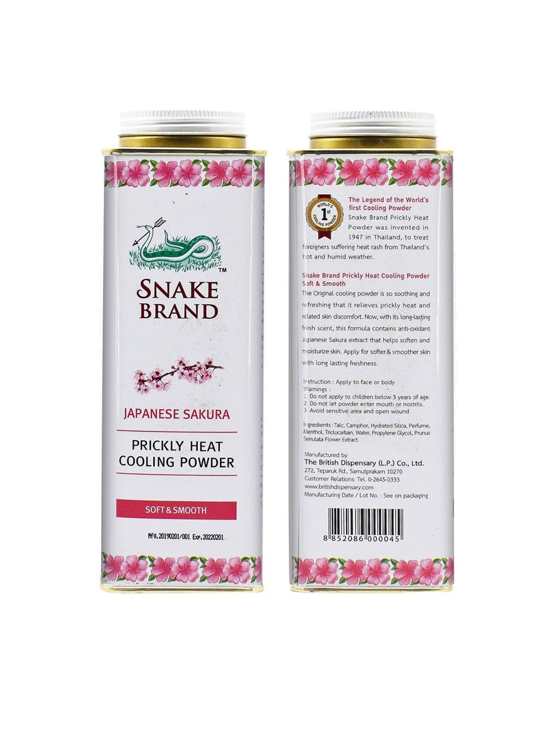 SNAKE BRAND Prickly Heat Cooling Talcum Powder Soft N Smooth- 280 g
