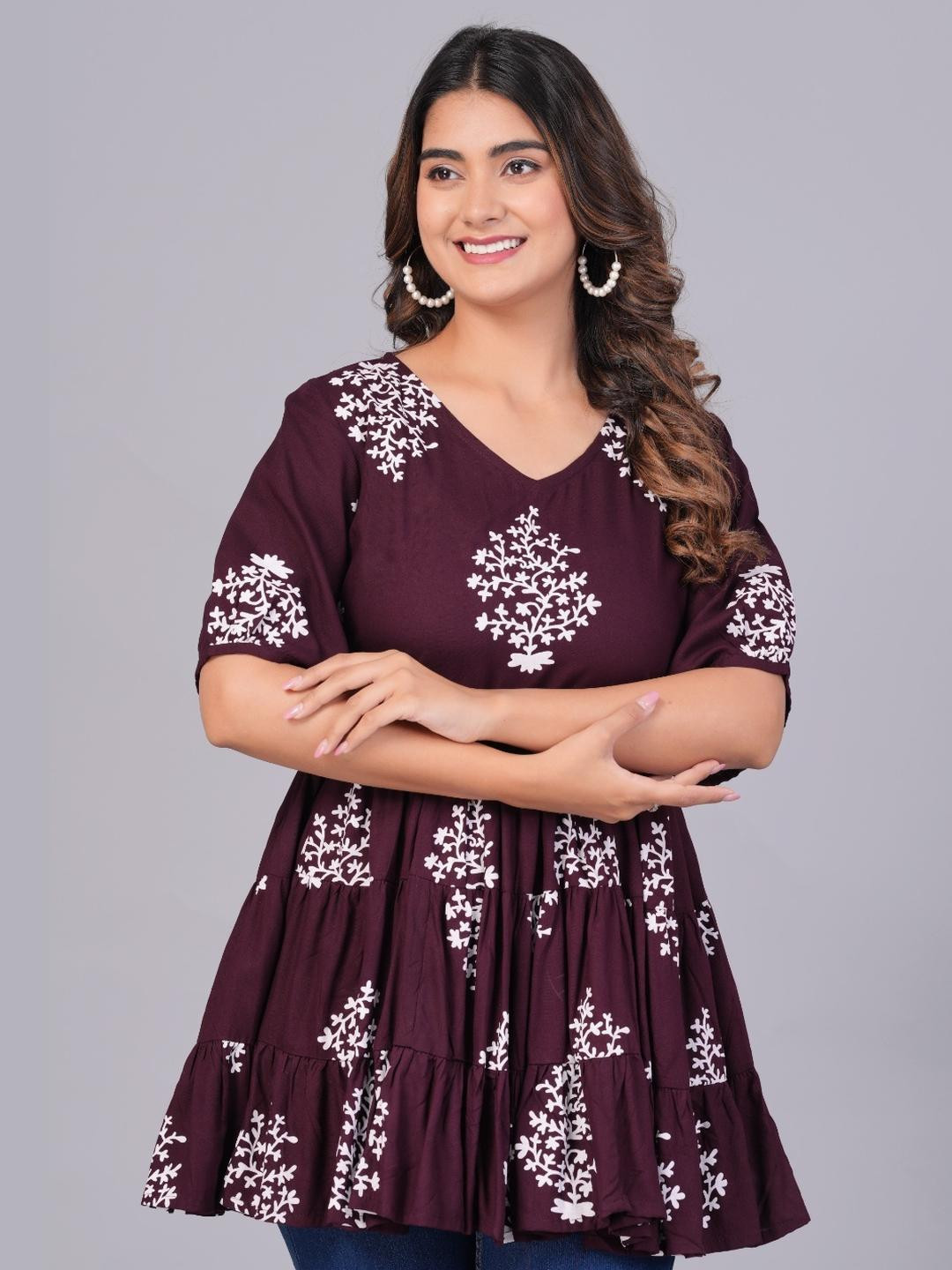 SIPEAK WEAR BETTER Floral Print Block Print Top