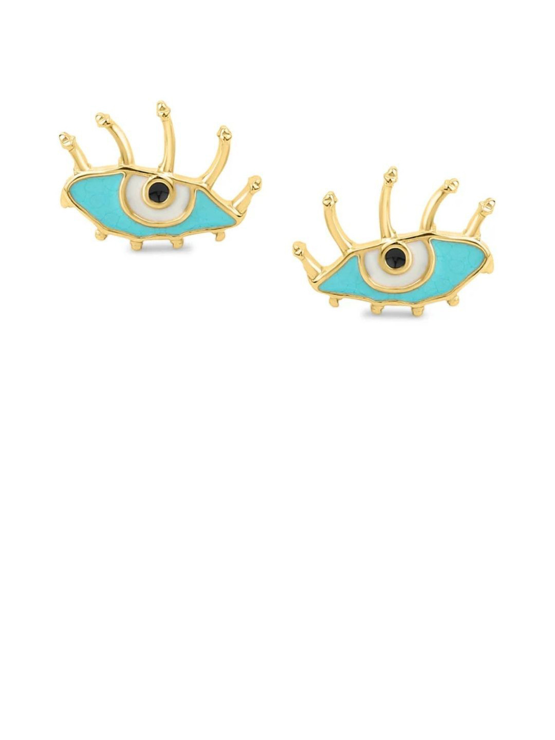FAB COUTURE Gold-Plated Contemporary Stainless Steel Aquamarine Studs